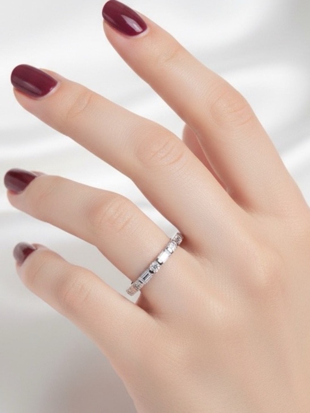 Sterling Silver Cubic Zirconia Eternity Band - Picture 2 of 9
